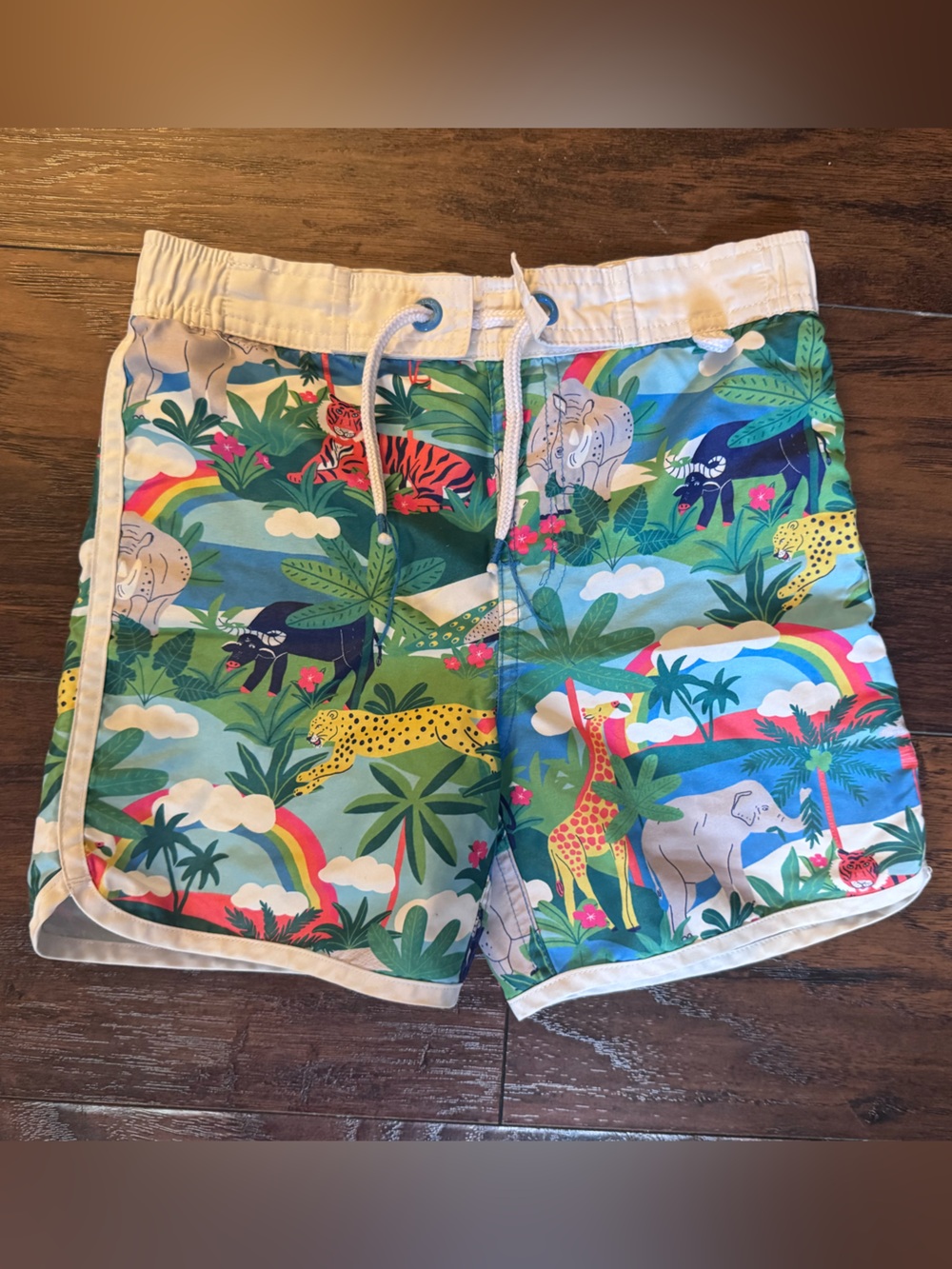 Mini Boden Multicolor Jungle Animal Boys Swim Shorts